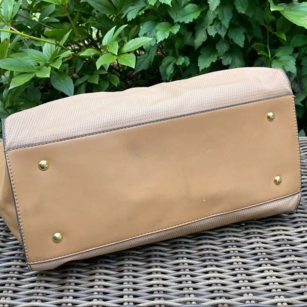 Adrienne Vittadini Beige Tan Laptop Tote Bag
